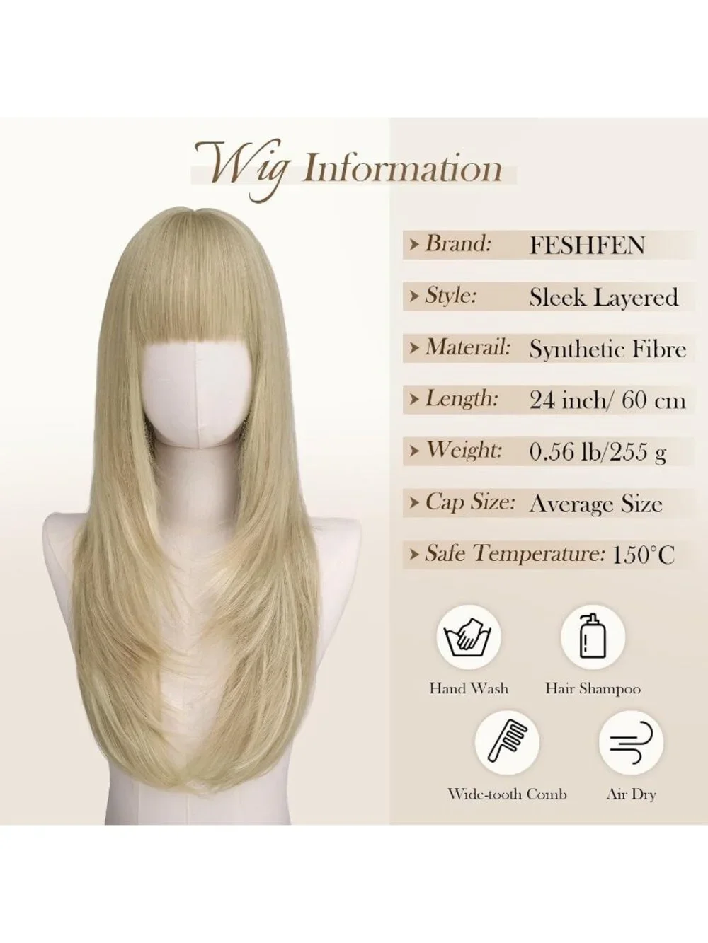 Women's Dirty Blonde 24 Inch Natural Synthetic Long Straight Sleek Layered Wigs
